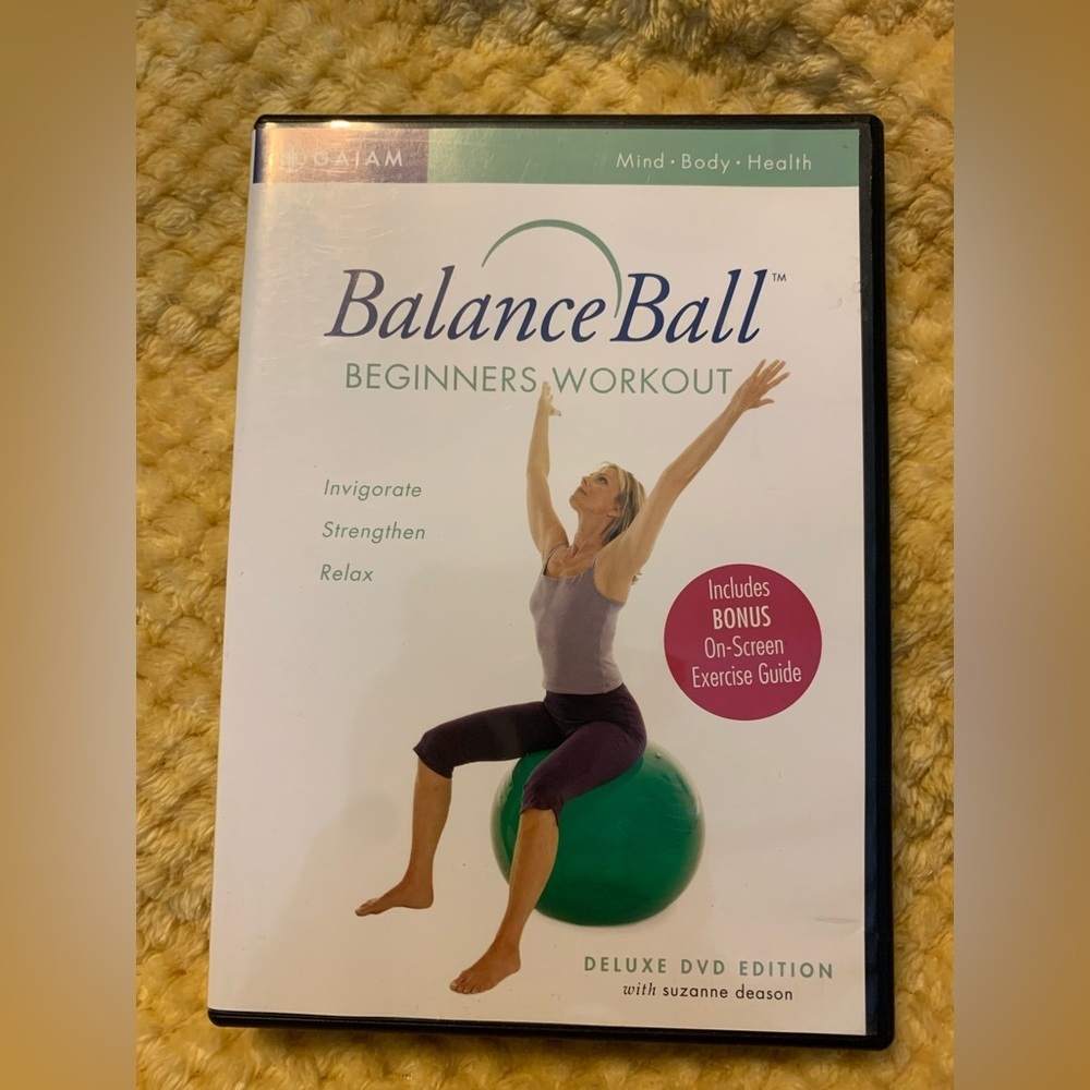 BALANCE BALL WORKOUT DVD for Beginners. GAIAM. Running time 1 hr. 30 minutes.